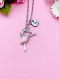 Ballet Charm Necklace, Initial Pendant, Dance Gift