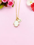 Gold Hamsa Necklace, Opal Hamsa Charm, White Imitation Opal Charm, Personalized Gift, N1484-A