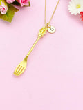 Gold Fork Crown Cross Charm Necklace, AN1290
