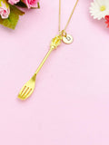Gold Fork Crown Cross Charm Necklace, AN1290