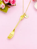 Gold Fork Crown Cross Charm Necklace, AN1290
