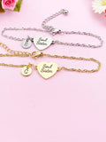 Gold or Silver Soul Sister Charm Bracelet, Tarnish Resistant, D291Z