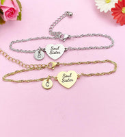 Gold or Silver Soul Sister Charm Bracelet, Tarnish Resistant, D291Z