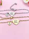 Gold or Silver Soul Sister Charm Bracelet, Tarnish Resistant, D291Z