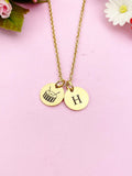 Gold Snare Drum Charm Necklace, Music Instrument School Marching Band Gifts Idea, D432A