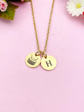 Gold Snare Drum Charm Necklace, Music Instrument School Marching Band Gifts Idea, D432A