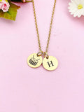 Gold Snare Drum Charm Necklace, Music Instrument School Marching Band Gifts Idea, D432A