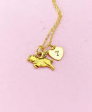 Pig Wing Charm Gold Necklace, Pig Fly, Silver Option, N1743G