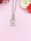 Robot Necklace, Silver 3D Robot Charm, Robot Pendants, Robotics Gift, Engineer Gift, Personalized Gift, N2716