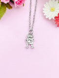 Robot Necklace, Silver 3D Robot Charm, Robot Pendants, Robotics Gift, Engineer Gift, Personalized Gift, N2716