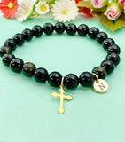 Gold Natural Golden Sheen Obsidian Bracelet Christmas Gifts, N3358