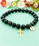 Gold Natural Golden Sheen Obsidian Bracelet Christmas Gifts, N3358