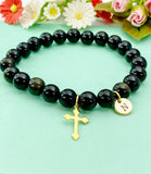 Gold Natural Golden Sheen Obsidian Bracelet Christmas Gifts, N3358