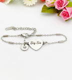 Big Sis Bracelet, Heart, Big Sister Middle Sister Little Sister Bracelet, Sisters Jewelry, Sister Gift, D562S