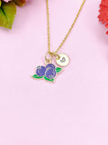 Blueberry Charm Gold Necklace, Fruit Foodie Jewelry Gift, N6259