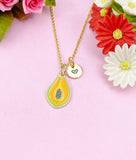 Papaya Charm Gold Necklace, Fruit Foodie Jewelry Gift, N6261