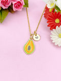 Papaya Charm Gold Necklace, Fruit Foodie Jewelry Gift, N6261
