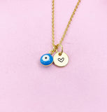 Evil Eye Gold Necklace, Blue Evil Eye, N6263A