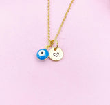 Evil Eye Gold Necklace, Blue Evil Eye, N6263A