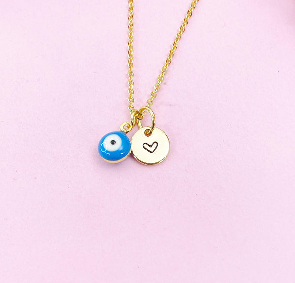 Evil Eye Gold Necklace, Blue Evil Eye, N6263A
