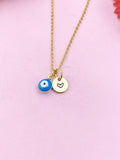 Evil Eye Gold Necklace, Blue Evil Eye, N6263A