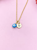 Evil Eye Gold Necklace, Blue Evil Eye, N6263A