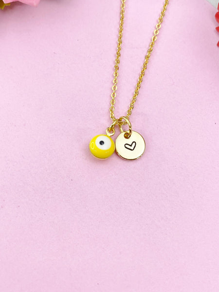 Evil Eye Gold Necklace, Yellow Evil Eye, N6263Y