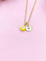 Evil Eye Gold Necklace, Yellow Evil Eye, N6263Y