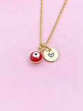 Evil Eye Gold Necklace, Red Evil Eye, N6263R