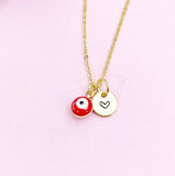 Evil Eye Gold Necklace, Red Evil Eye, N6263R