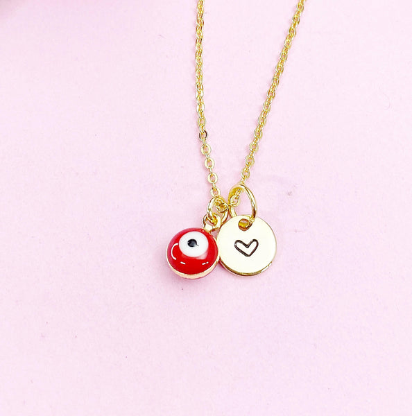 Evil Eye Gold Necklace, Red Evil Eye, N6263R