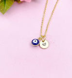 Evil Eye Gold Necklace, Dark Blue Evil Eye, N6263DB