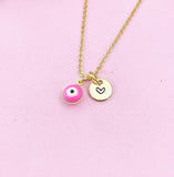 Evil Eye Gold Necklace, Pink Evil Eye, N6263P