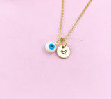 Evil Eye Gold Necklace, White Evil Eye, N6263W