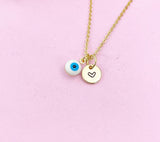 Evil Eye Gold Necklace, White Evil Eye, N6263W