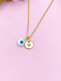 Evil Eye Gold Necklace, White Evil Eye, N6263W