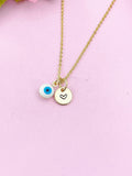 Evil Eye Gold Necklace, White Evil Eye, N6263W