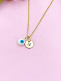 Evil Eye Gold Necklace, White Evil Eye, N6263W