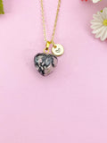 Rhodonite Heart Charm Gold Necklace, Natural Rhodonite Gemstone Jewelry, N6267