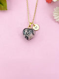 Rhodonite Heart Charm Gold Necklace, Natural Rhodonite Gemstone Jewelry, N6267