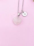 Rose Quartz Heart Charm Silver Necklace, Natural Rose Quartz Gemstone Jewelry, N6271