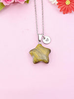 Tiger Eye Star Charm Silver Necklace, Natural Tiger Eye Gemstone Jewelry, N6276