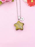 Tiger Eye Star Charm Silver Necklace, Natural Tiger Eye Gemstone Jewelry, N6276