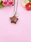 Red Rainbow Jasper Star Charm Silver Necklace, Natural Red Rainbow Jasper Gemstone Jewelry, N6278