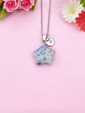 Blue Spot Jasper Star Charm Silver Necklace, Natural Blue Spot Jasper Gemstone Jewelry, N6279