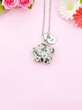 Dalmatian Jasper Star Charm Silver Necklace, Natural Dalmatian Jasper Gemstone Jewelry, N6280