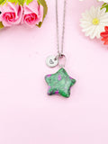 Ruby in Zoisite Star Charm Silver Necklace, Dyed Natural Ruby in Zoisite Gemstone Jewelry, N6281