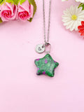 Ruby in Zoisite Star Charm Silver Necklace, Dyed Natural Ruby in Zoisite Gemstone Jewelry, N6281
