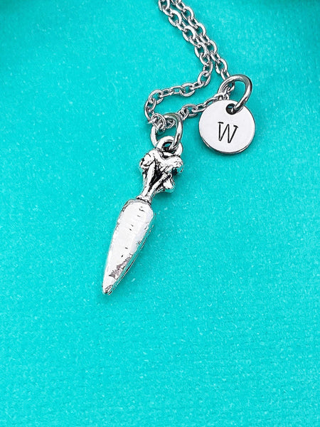 Carrot Necklace, Silver Carrot Charm Necklace, Foodie Gift, Vegan Gift, N83