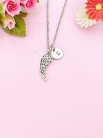 Angel Wings Charm Silver Necklace, Guardian Angel Jewelry, N6283